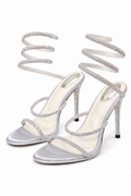 Valentina Wrap Sparkle Heels - Silver
