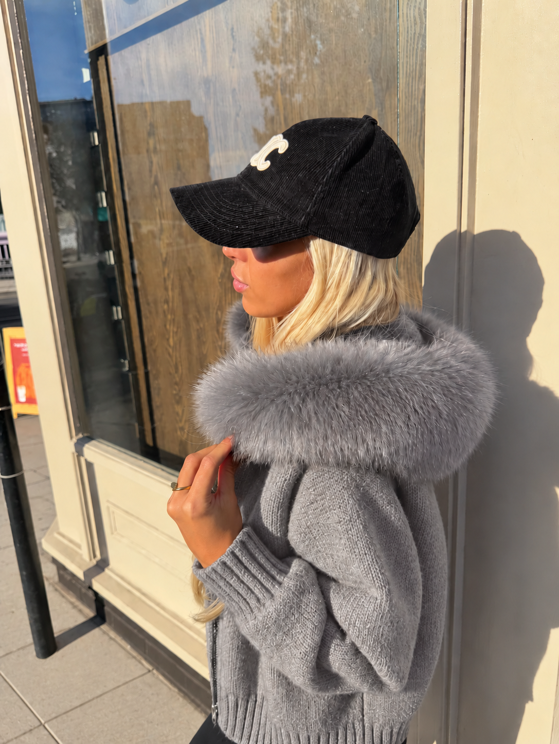 Tillie Fur Cardigan - Grey