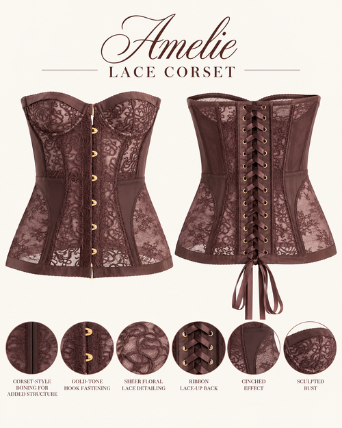Amelie Lace Corset - Brown