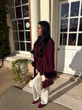 Vienna Fox Fur Cuff Jacket - Burgundy