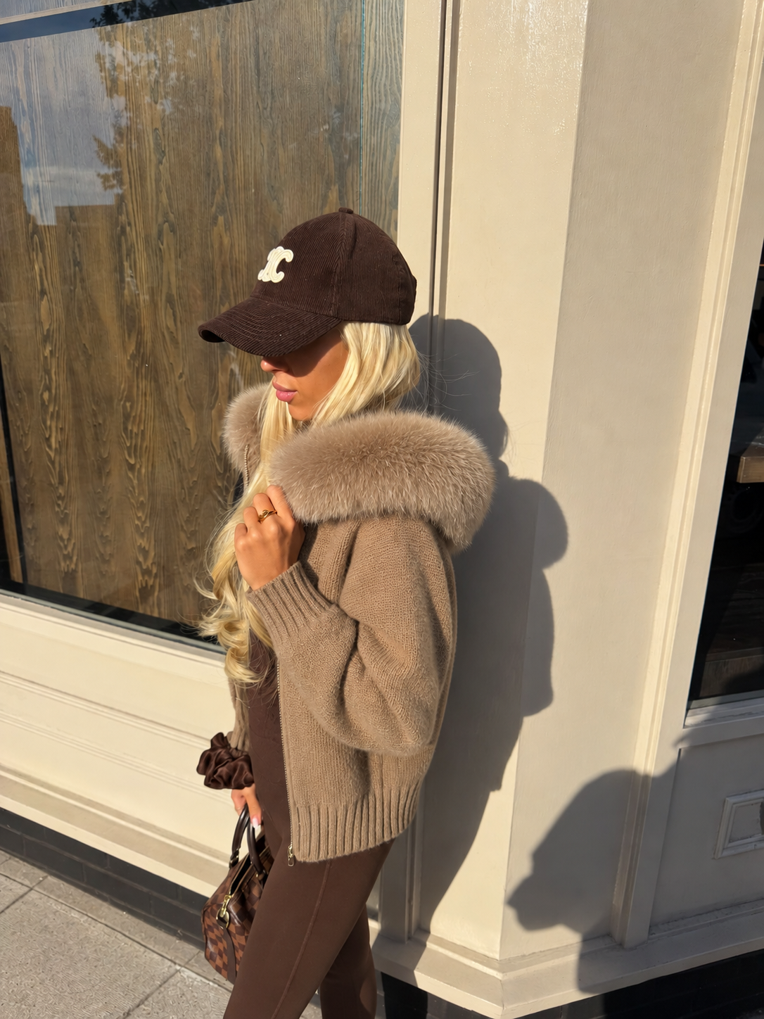 Tillie Fur Cardigan - Camel