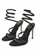 Valentina Wrap Sparkle Heels - Black