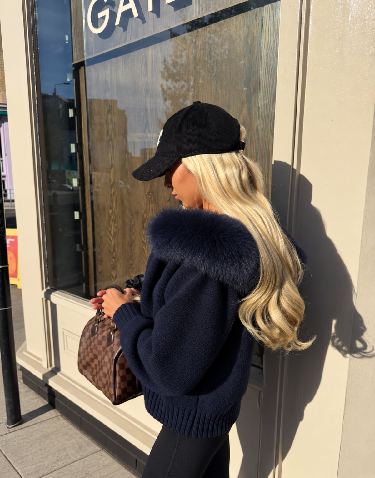 Tillie Fur Cardigan - Navy