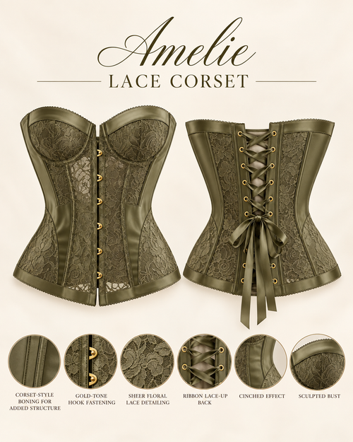 Amelie Lace Corset - Olive