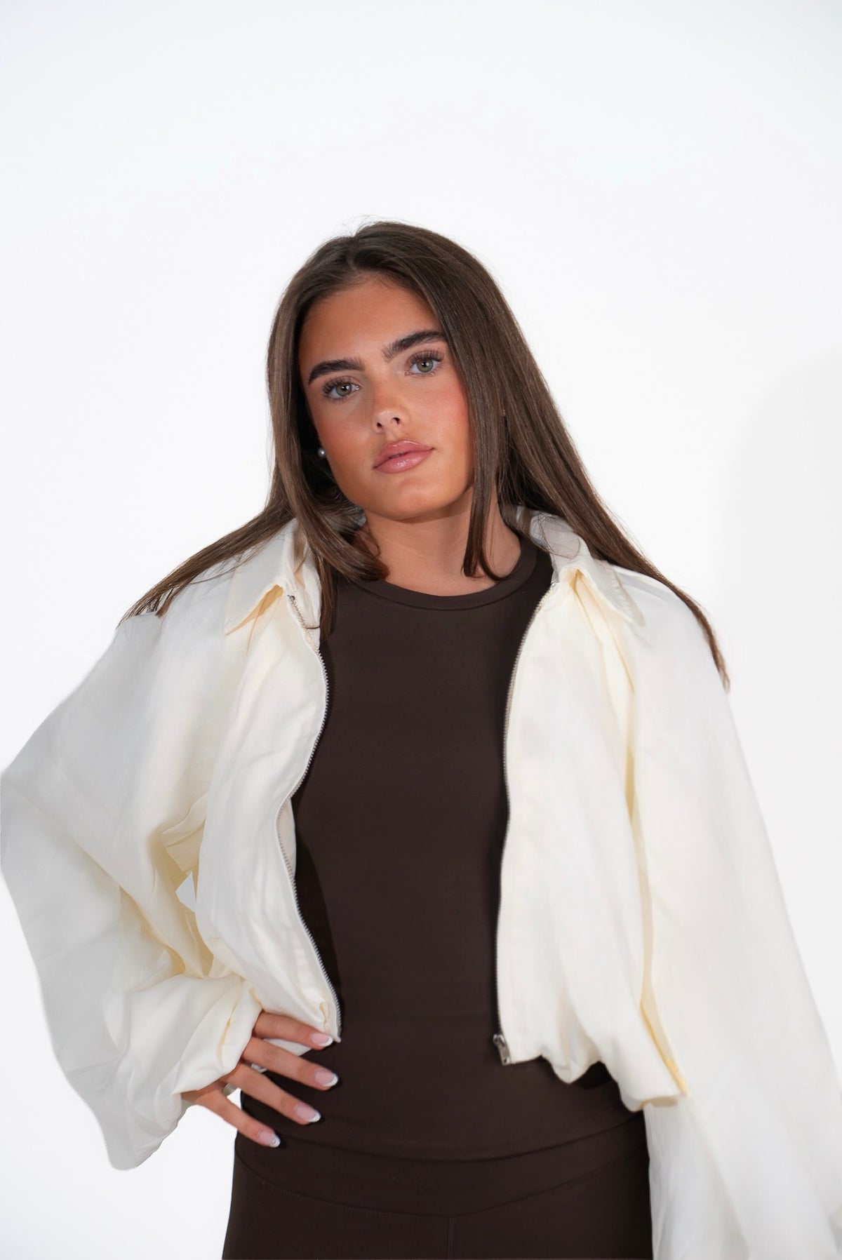 Gia Balloon Sleeve Jacket - Cream
