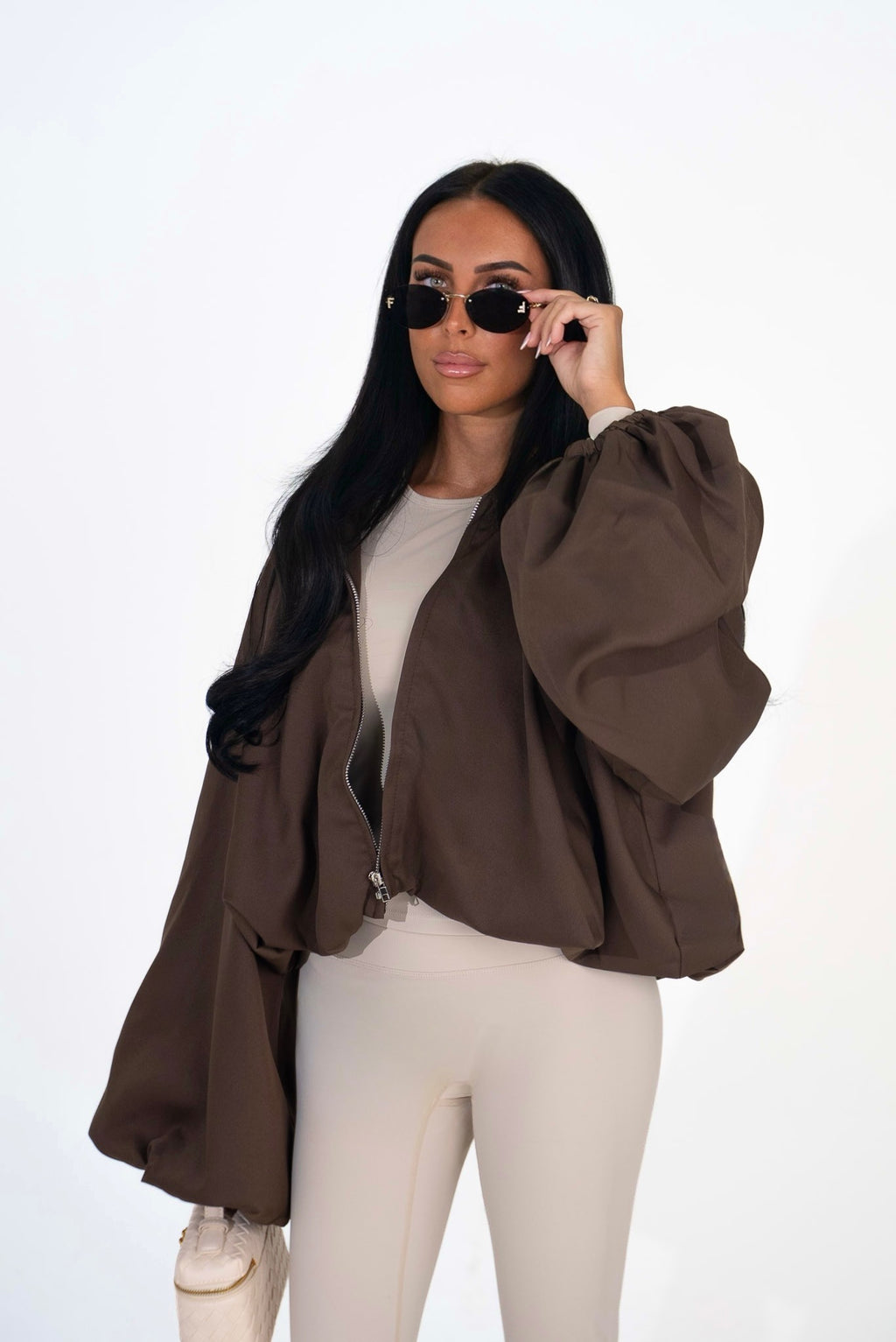 Gia Ballon Sleeve Jacket - Brown