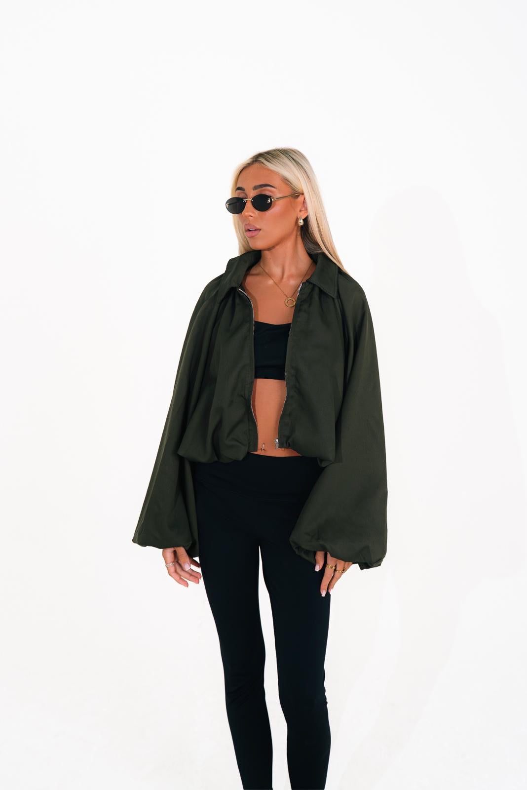 Gia Balloon Sleeve Jacket - Khaki